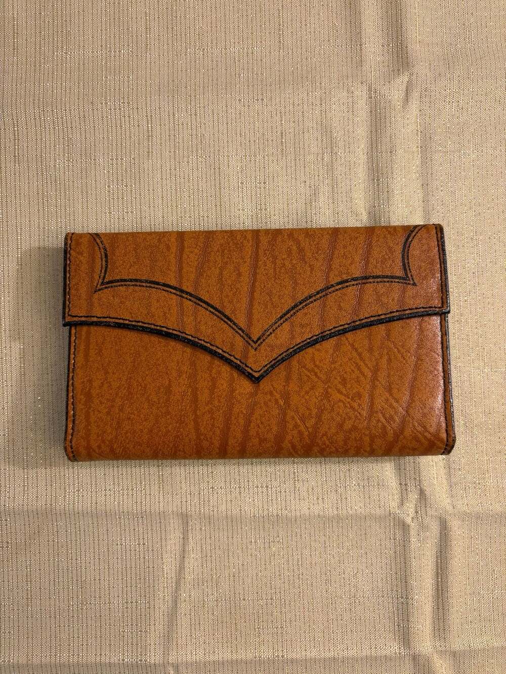 Princess Gardner Vintage Cowhide Split Leather Checkbook Wallet Brown